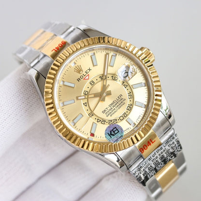 Regency Dual Time 42 mm Timeless Fluted Bezel Champagne colour Dial 336933 7681