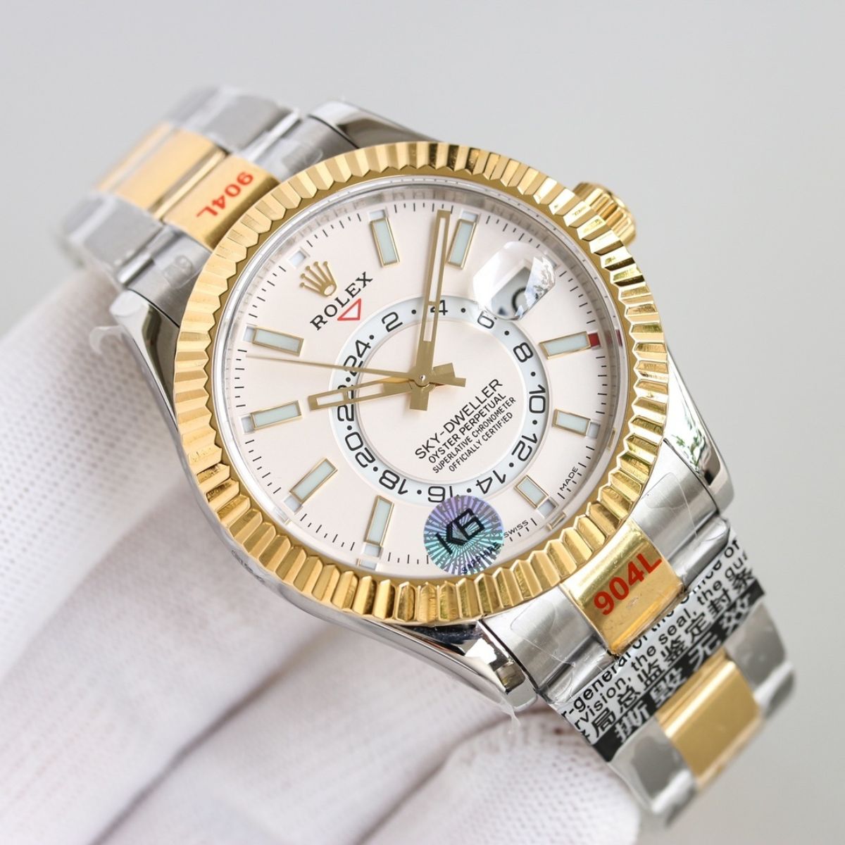 [Super Clone] Regency Dual Time 42 mm Timeless Fluted Bezel Intense white Dial 336933 9681