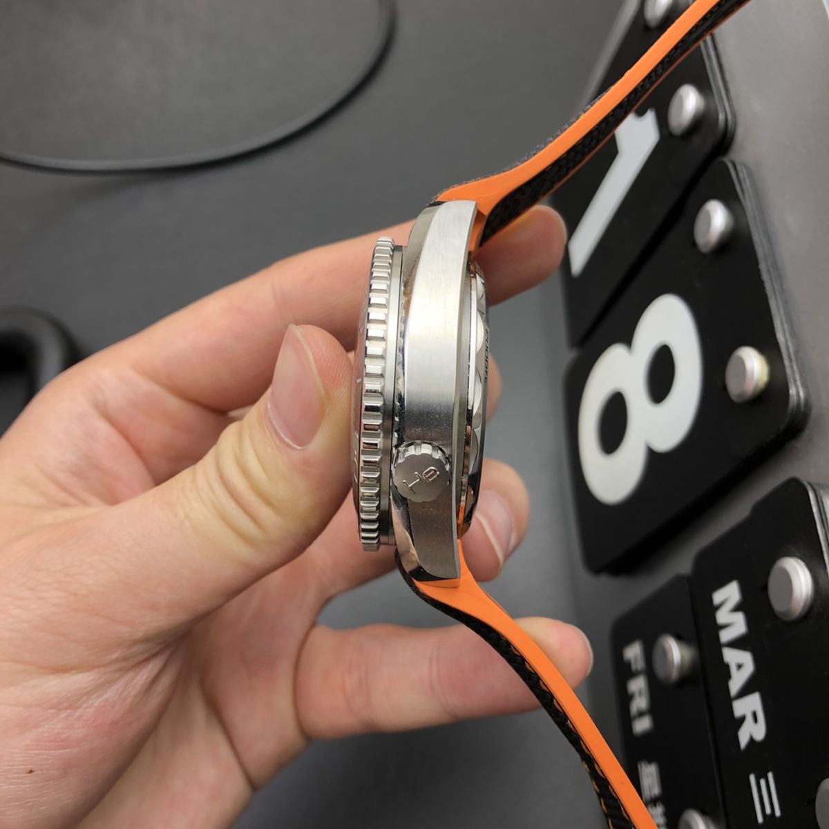 Celestial Ocean Diver 600M Chronograph 46mm Steel On Rubber Strap Black Dial 7610