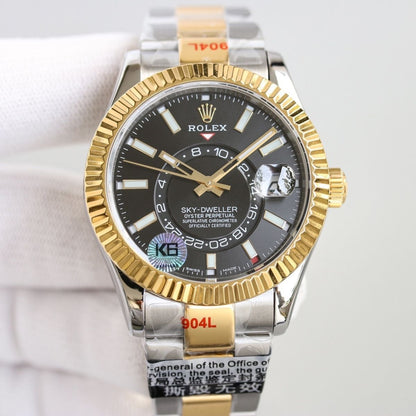 Regency Dual Time 42 mm Timeless Fluted Bezel Bright black Dial 336933 7993