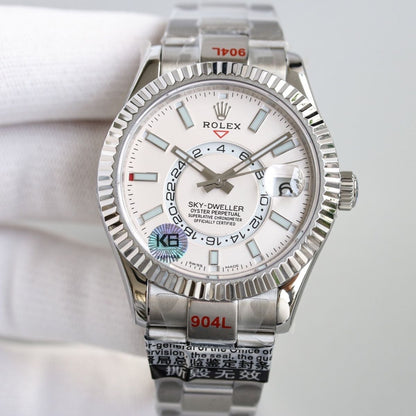 [Super Clone] Regency Dual Time 42 mm Timeless Fluted Bezel Intense white Dial 336934 6970