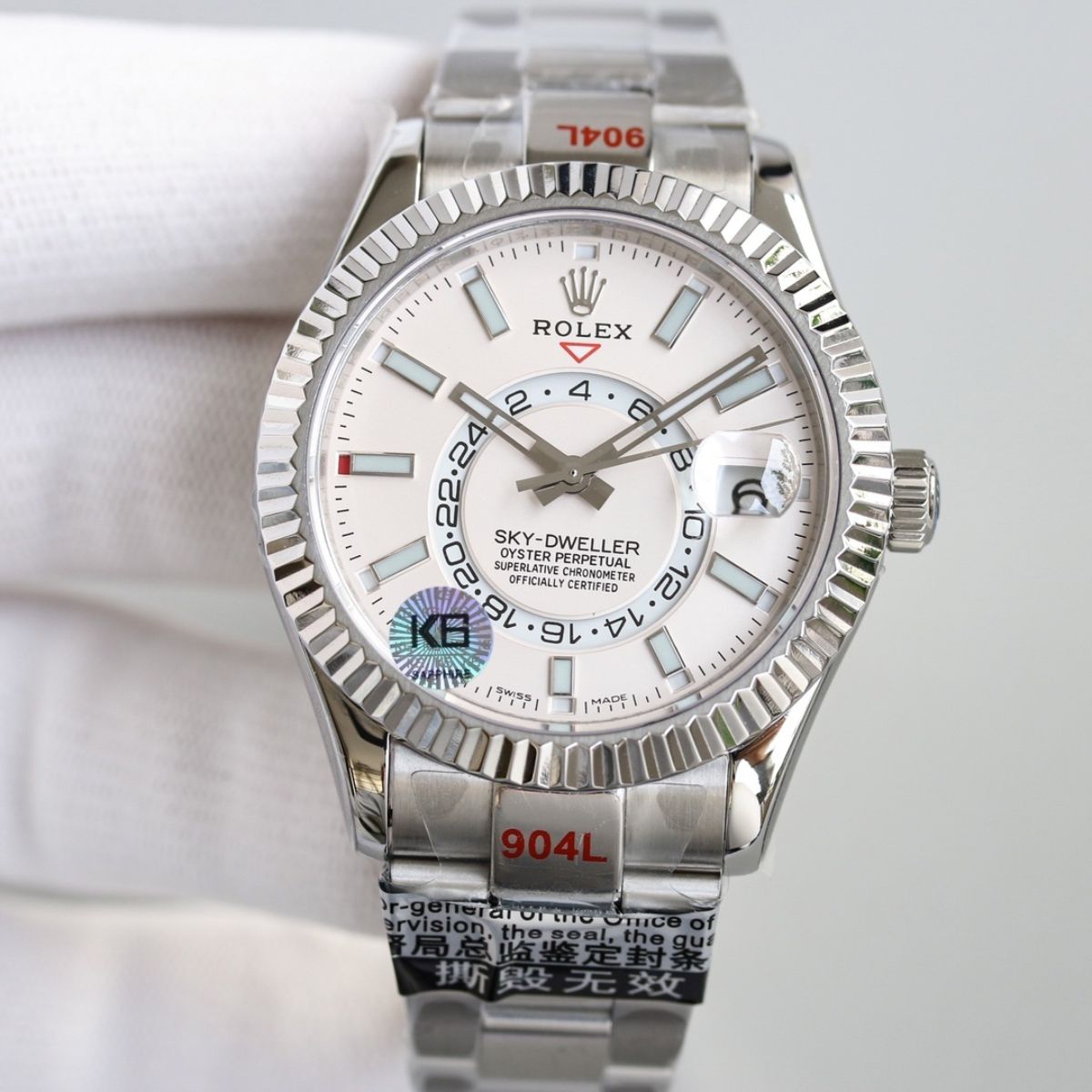 Regency Dual Time 42 mm Timeless Fluted Bezel Intense white Dial 336934 6182