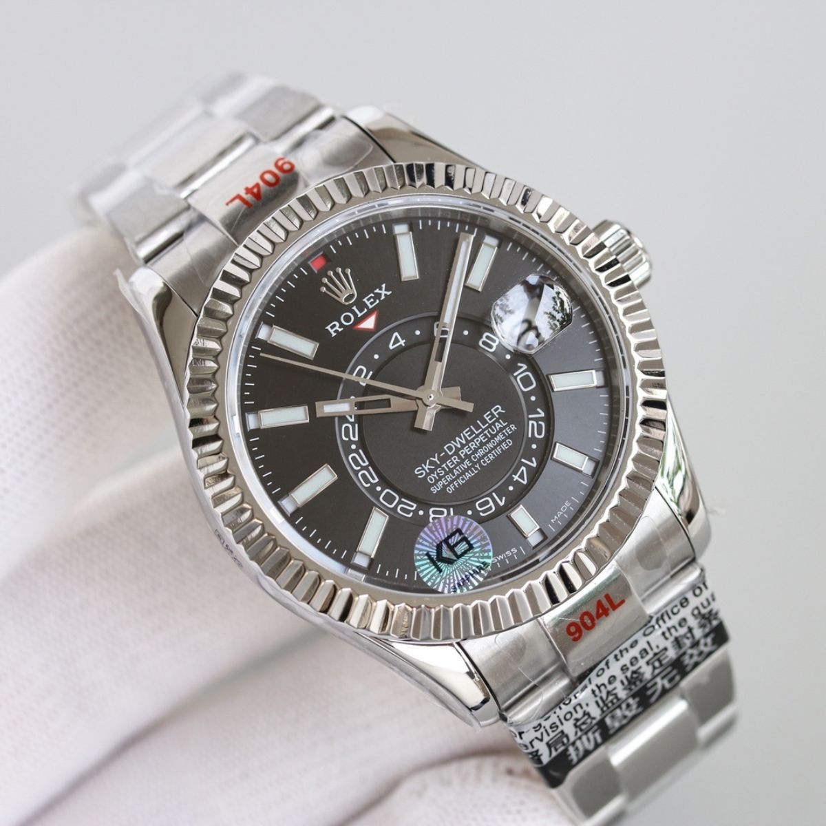 [Super Clone] Regency Dual Time 42 mm Timeless Fluted Bezel Bright black Dial 336934 8320
