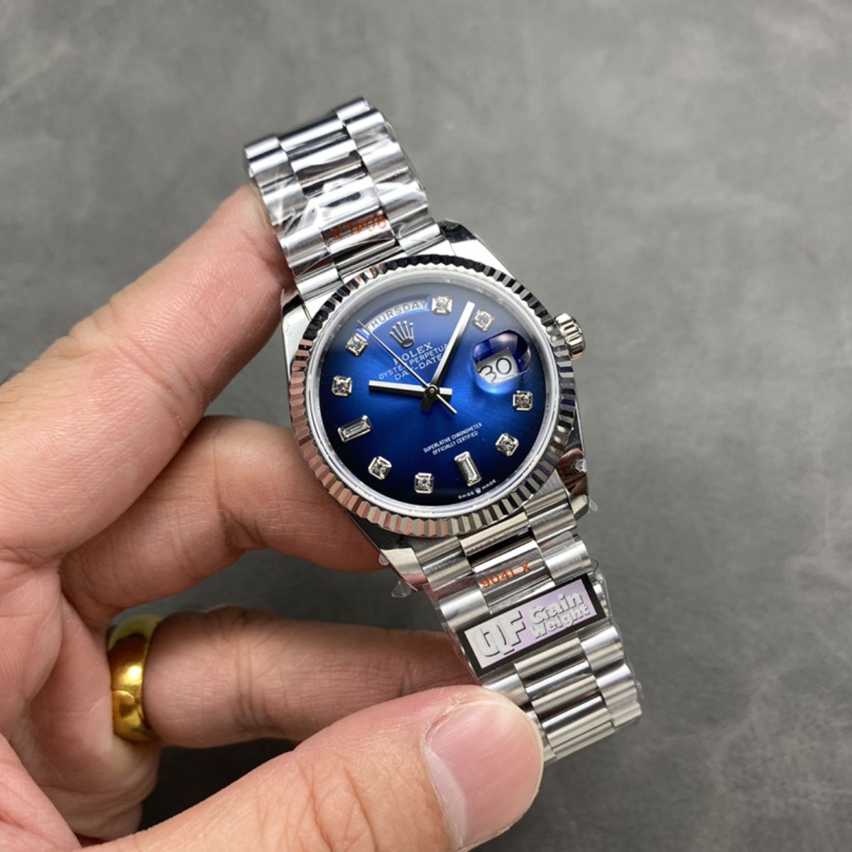 [Super Clone] Regency Weekday 36 mm Weekday Fluted Bezel Blue ombre Dial 128239 8049