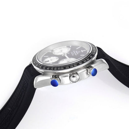 Celestial Racing Chronograph 40mm Steel On Rubber Strap Black Silver Dial 1941