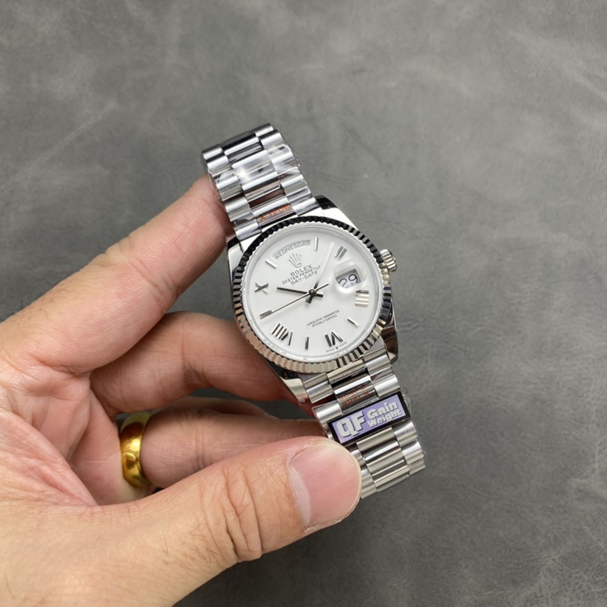 [Super Clone] Regency Weekday 36 mm Weekday Fluted Bezel White Dial 128239 6606