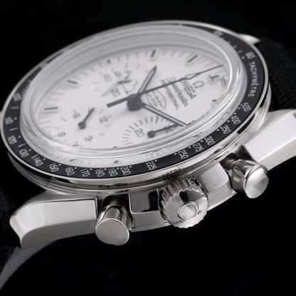 Celestial Chronograph Silver Snoopy Award 50th Anniversary 42mm Steel On Nylon Strap Silver Dial 5392