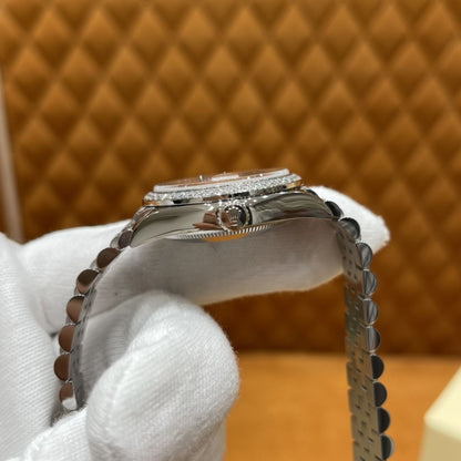 [Super Clone] Regency Classic Date 31 mm Five-Link Brilliant diamond set Bezel Silver set with diamonds Dial 278384RBR 7615