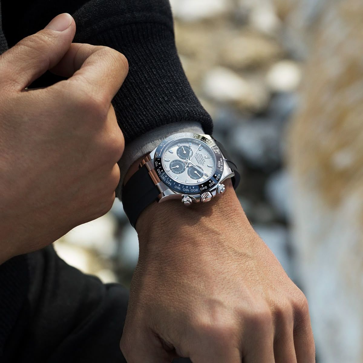 Regency Racing Chronograph 40 mm Rubber Ceramic Bezel Steel and bright black Dial 126519LN 3845