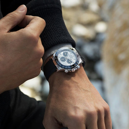 Regency Racing Chronograph 40 mm Rubber Ceramic Bezel Steel and bright black Dial 126519LN 3845