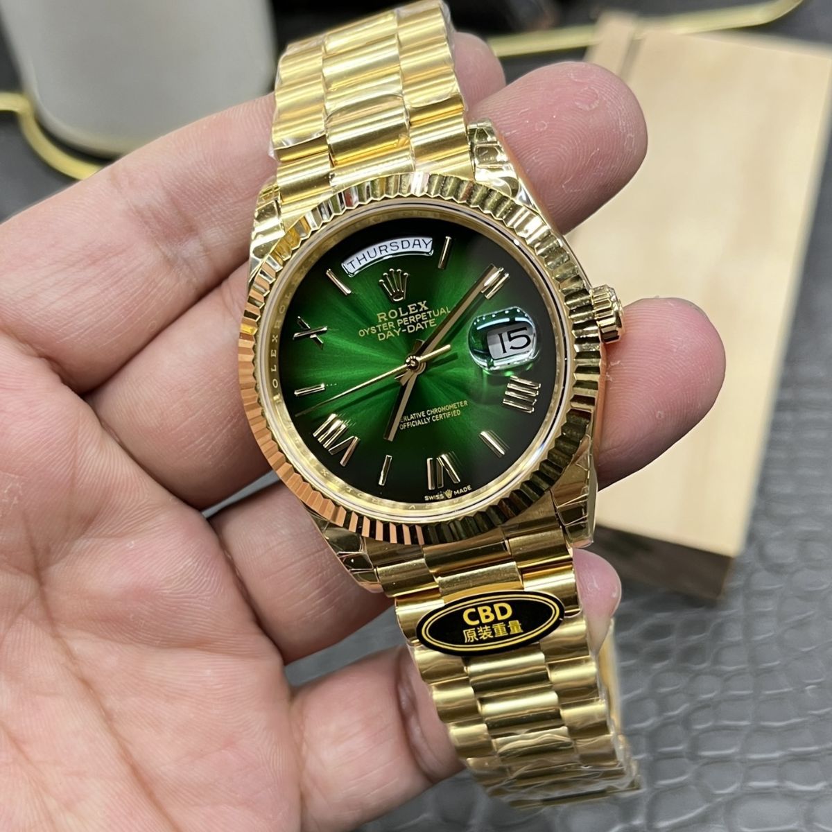 [Super Clone] Regency Weekday 36 mm Weekday Fluted Bezel Blue ombre Dial 128238 7153