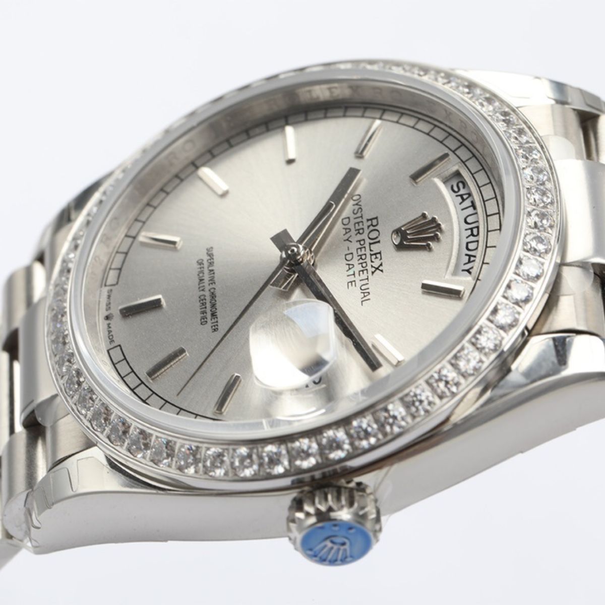 [Super Clone] Regency Weekday 36 mm Weekday Brilliant diamond set Bezel Silver Dial 128349RBR 2327