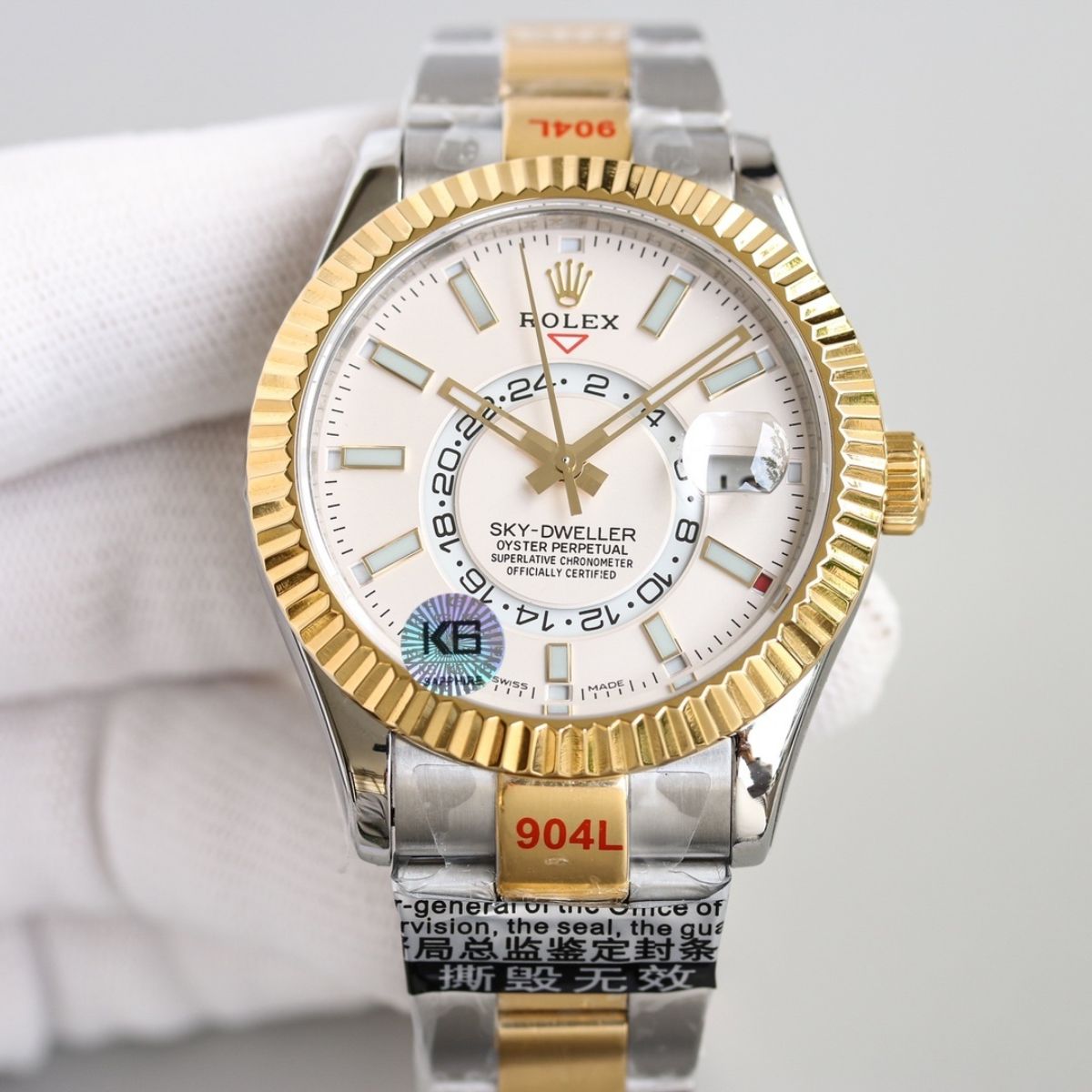 [Super Clone] Regency Dual Time 42 mm Timeless Fluted Bezel Intense white Dial 336933 9681