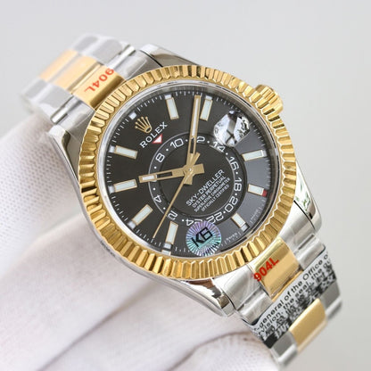 Regency Dual Time 42 mm Timeless Fluted Bezel Bright black Dial 336933 7993