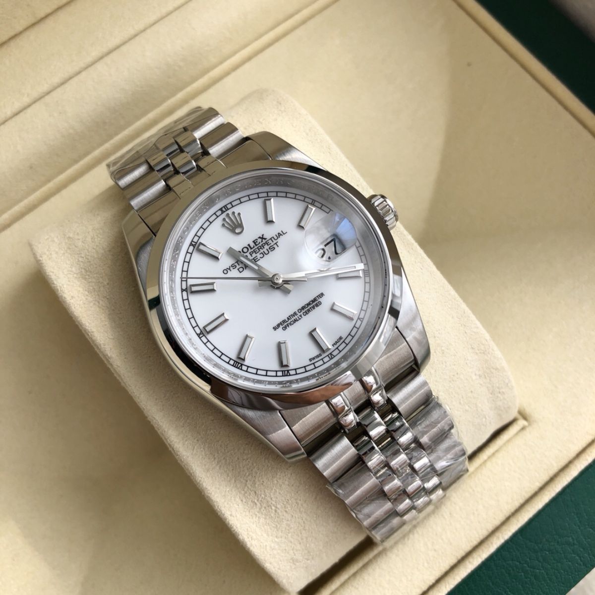 [Super Clone] Regency Classic Date 36 mm Five-Link Domed Bezel White Dial 7278