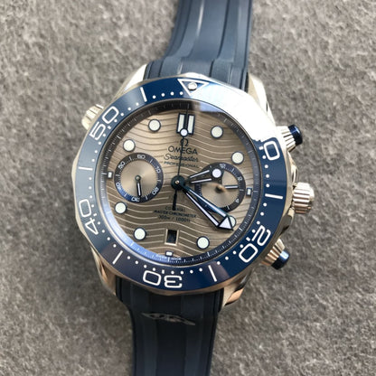 Celestial Seafarer Diver 300M Chronograph 44mm Steel On Rubber Strap Silver Blue Dial 2150