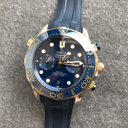 Celestial Seafarer Diver 300M Chronograph 44mm Steel Yellow Gold On Rubber Strap Blue Dial 3695