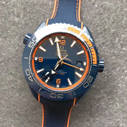 Celestial Ocean Diver 600M Traveller Deep Blue 46mm Blue Ceramic On Rubber Strap Blue Dial 3738