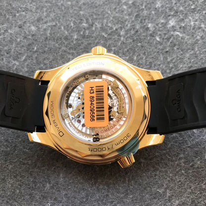 Celestial Seafarer Diver 300M 42mm Yellow Gold On Rubber Strap Black Dial 4681