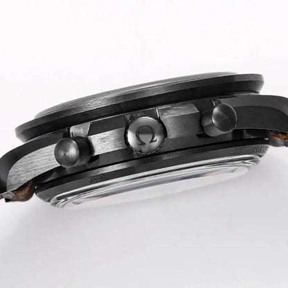 Celestial Chronograph Dark Side Of The Moon Apollo 8 44mm Black Ceramic On Leather Strap Black Dial 2440