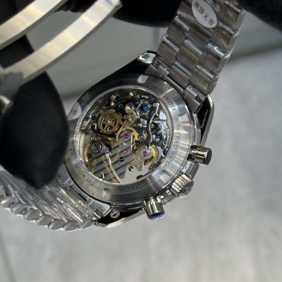 Celestial Moon Chronograph Co Axial 42mm Steel On Steel Black Dial 4956