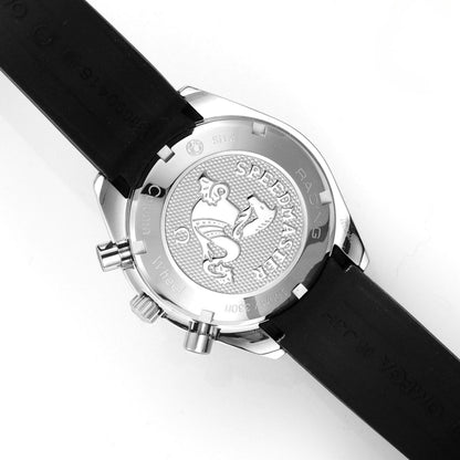 Celestial Racing Chronograph 40mm Steel On Rubber Strap Black Silver Dial 1941