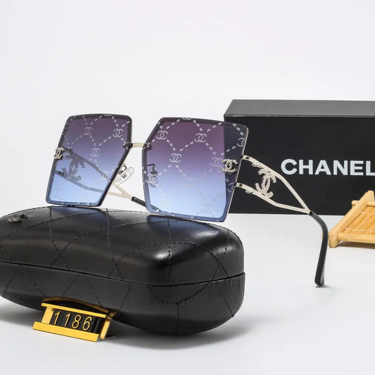 Retro Watermark Letter Metal Sunglasses