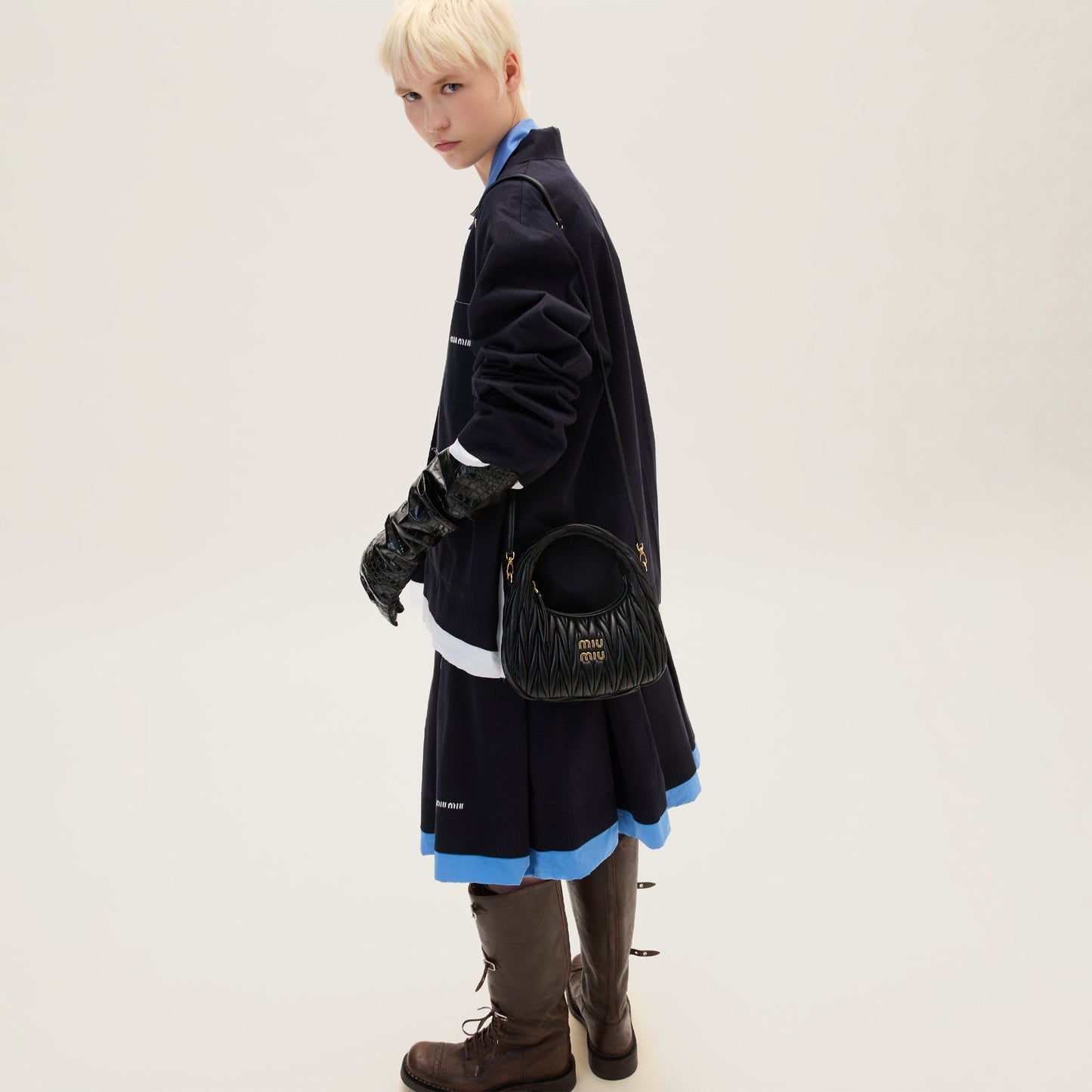 Wander matelassé nappa leather hobo bag