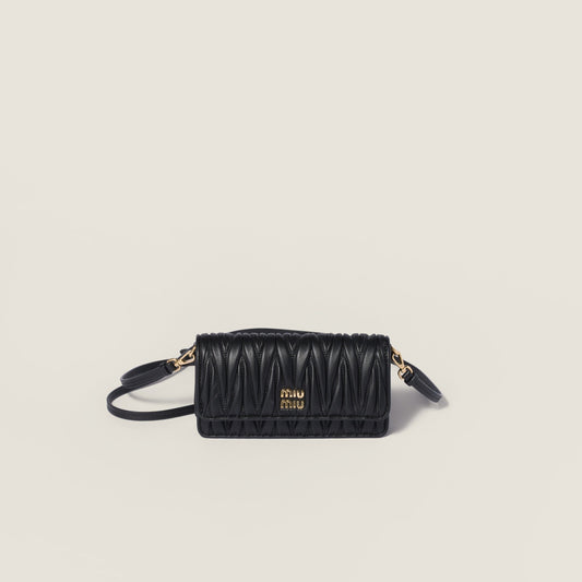Matelassé nappa leather pouch
