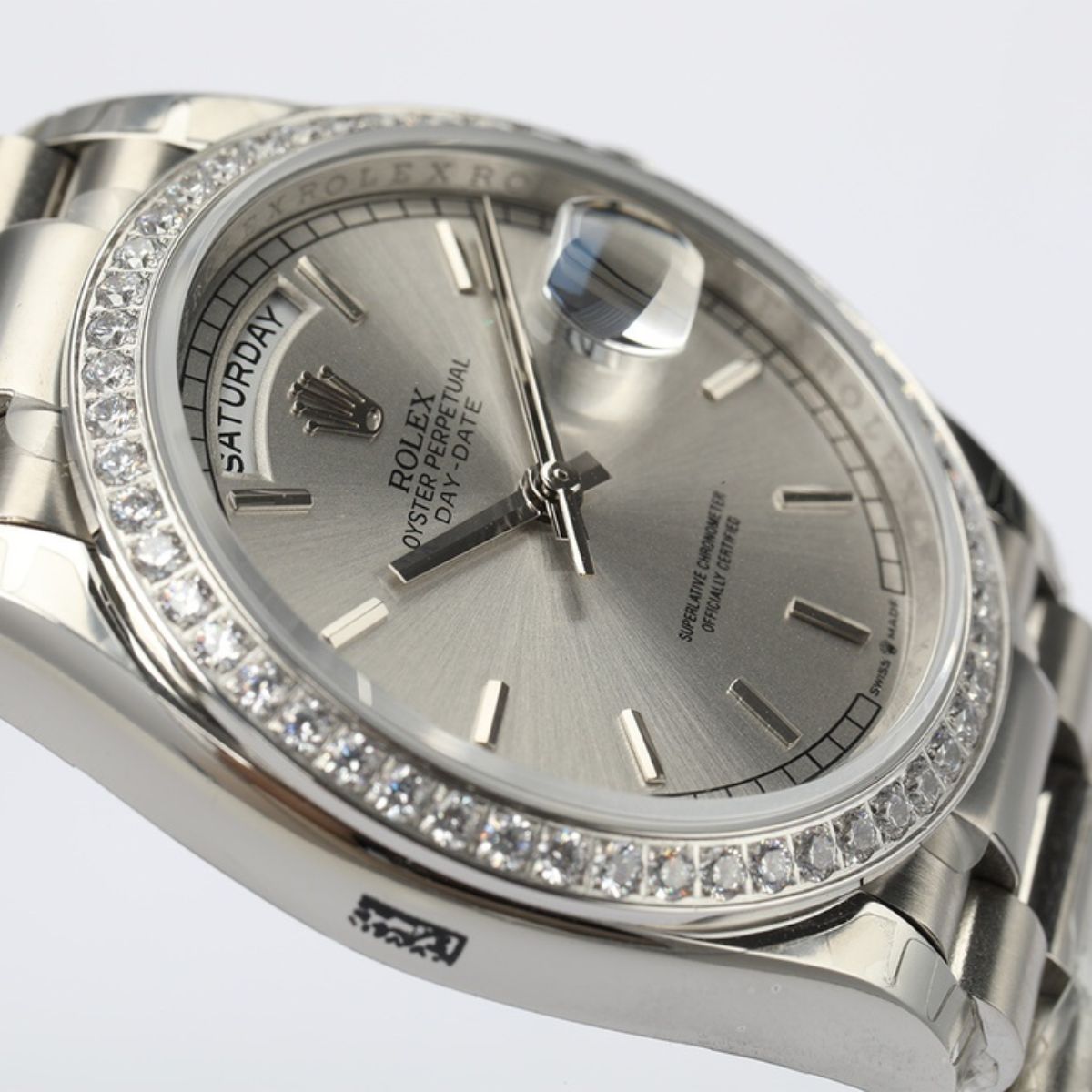 [Super Clone] Regency Weekday 36 mm Weekday Brilliant diamond set Bezel Silver Dial 128349RBR 2327