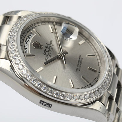 [Super Clone] Regency Weekday 36 mm Weekday Brilliant diamond set Bezel Silver Dial 128349RBR 2327