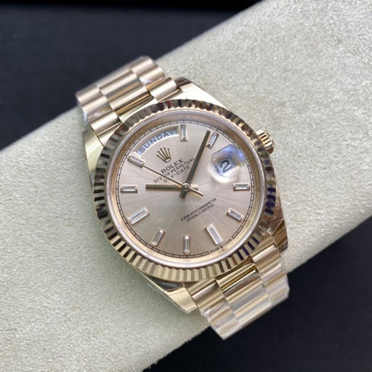 [Super Clone] Regency Weekday 40 mm Weekday Fluted Bezel Sundust set with diamonds Dial 228235 2836