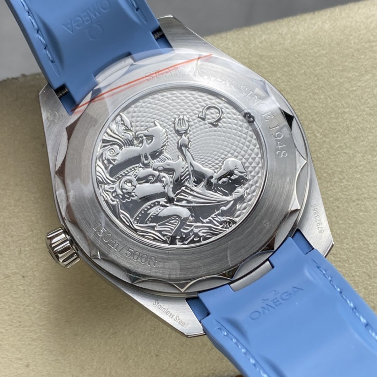 Celestial Aqua Sport Worldtimer 150M 43mm Steel On Rubber Strap Blue Dial 2469
