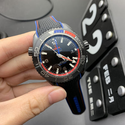 Celestial Ocean Diver 600M Traveller Deep Black 46mm Steel On Rubber Strap Black Dial 8011