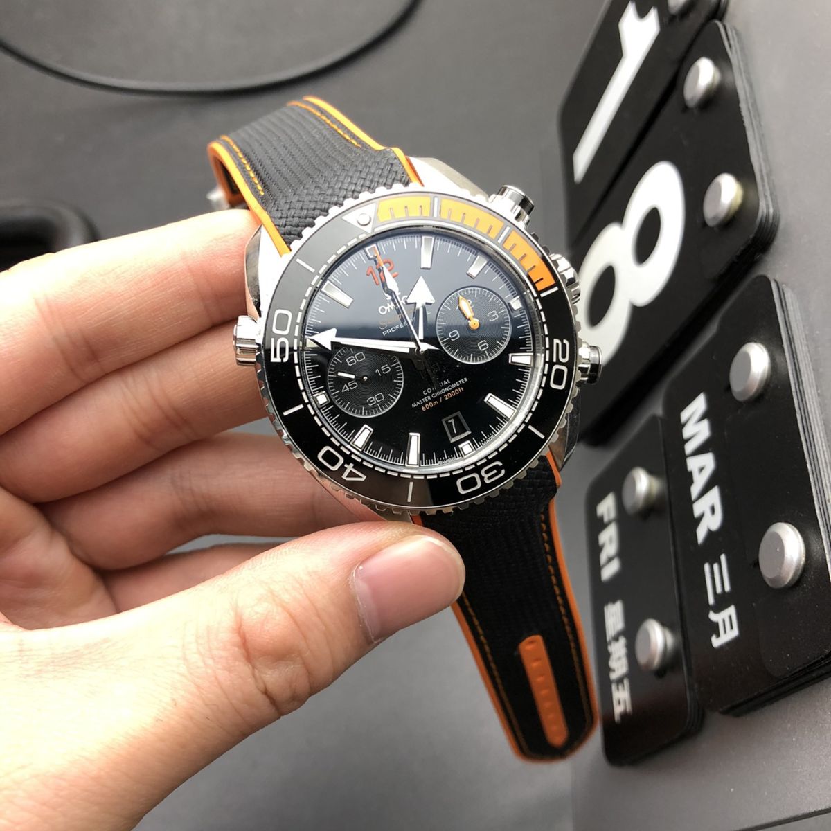 Celestial Ocean Diver 600M Chronograph 46mm Steel On Rubber Strap Black Dial 7610