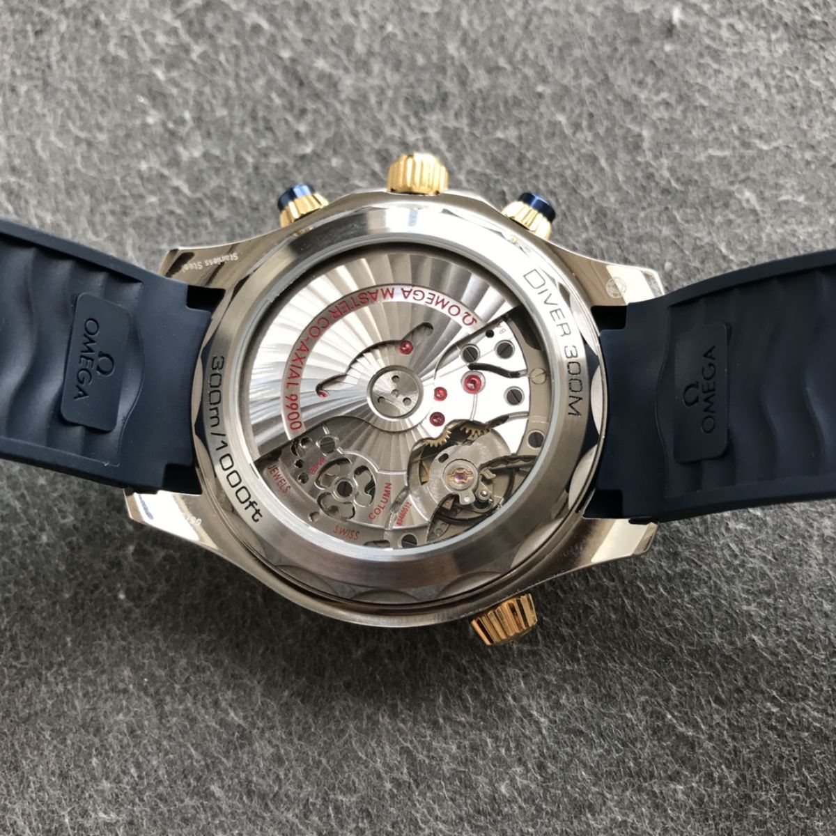 Celestial Seafarer Diver 300M Chronograph 44mm Steel Yellow Gold On Rubber Strap Blue Dial 3695