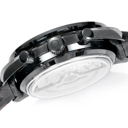 Celestial Chronograph Dark Side Of The Moon 44mm Black Ceramic On Leather Strap Black Dial 5151