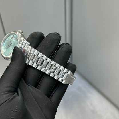 [Super Clone] Regency Weekday 36 mm Weekday Fluted Bezel Ice blue Dial 128236 1400