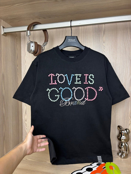Rainbow pearl embroidery t-shirt