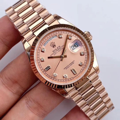 Regency Weekday 36 mm Weekday Fluted Bezel Rose colour set with diamonds Dial 128235 5015