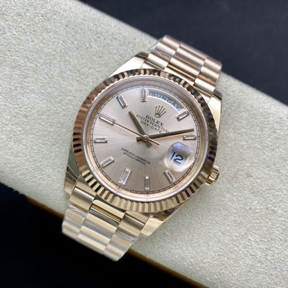 [Super Clone] Regency Weekday 40 mm Weekday Fluted Bezel Sundust set with diamonds Dial 228235 2836