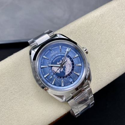 Celestial Aqua Sport Worldtimer 150M 43mm Steel On Steel Blue Dial 6518