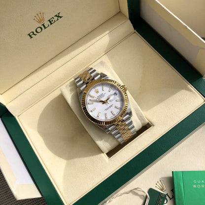 Regency Classic Date 41 mm Five-Link Fluted Bezel White Dial 126333 5577