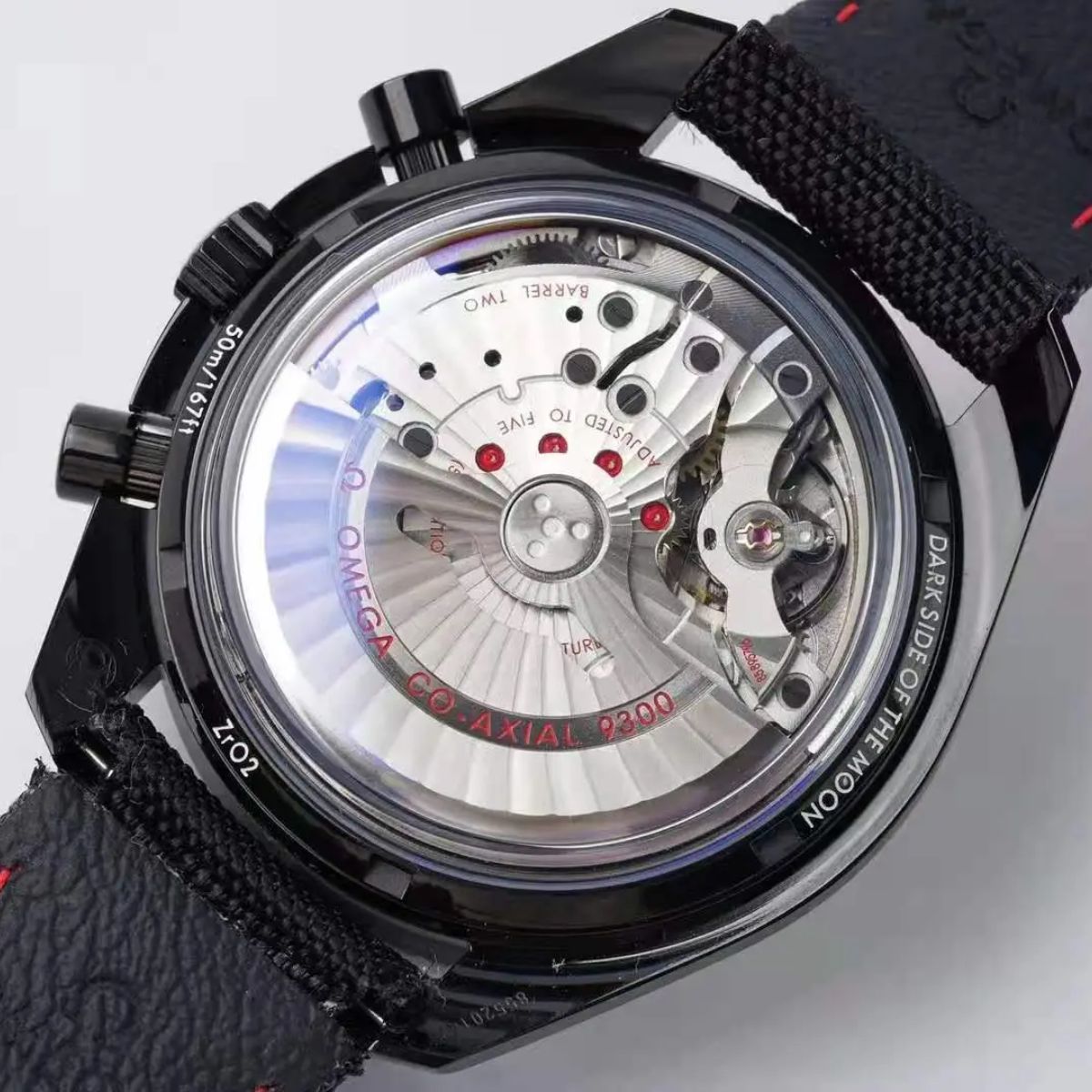 Celestial Chronograph Dark Side Of The Moon 44mm Black Ceramic On Nylon Strap Black Dial 4115