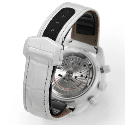 Celestial Chronograph White Side Of The Moon 44mm White Ceramic On Leather Strap White Dial 8444