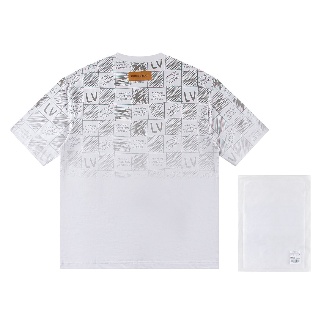 Spliced gradient print t-shirt