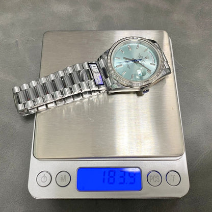 [Super Clone] Regency Weekday 40 mm Weekday Trapeze Bezel Ice blue Dial 228396TBR 7781