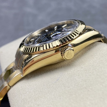 Regency Dual Time 42 mm Timeless Fluted Bezel Bright black Dial 336938 6450