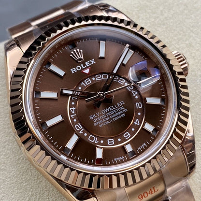 [Super Clone] Regency Dual Time 42 mm Timeless Fluted Bezel Chocolate Dial 336935 3292