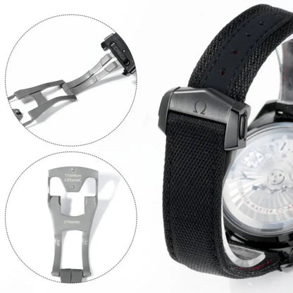 Celestial Chronograph Dark Side Of The Moon 44mm Black Ceramic On Leather Strap Black Dial 5151